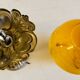 Art Deco opaline marbled globe suspension and aluminium mount - mid 20th century.