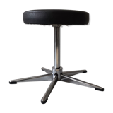 Low rotating stool star pietement in imitation black leather, 1970