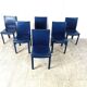 Vintage blue leather dining chairs by Arper Italy, 1980s