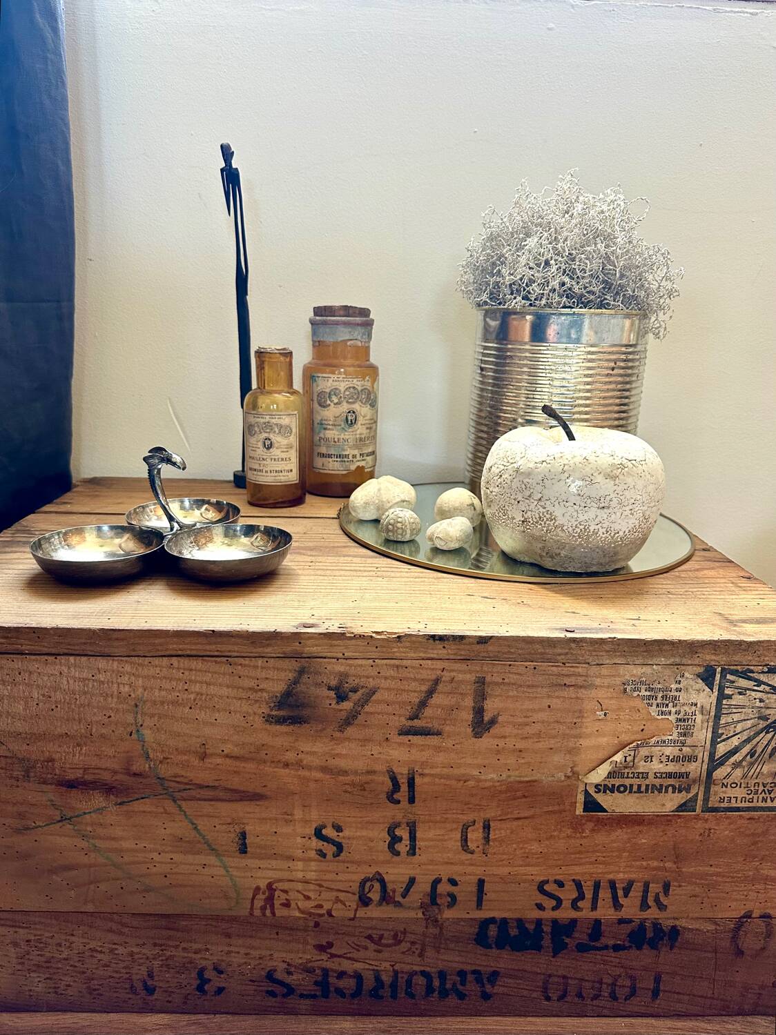 Old metal servant, silver Old metal servant, silver