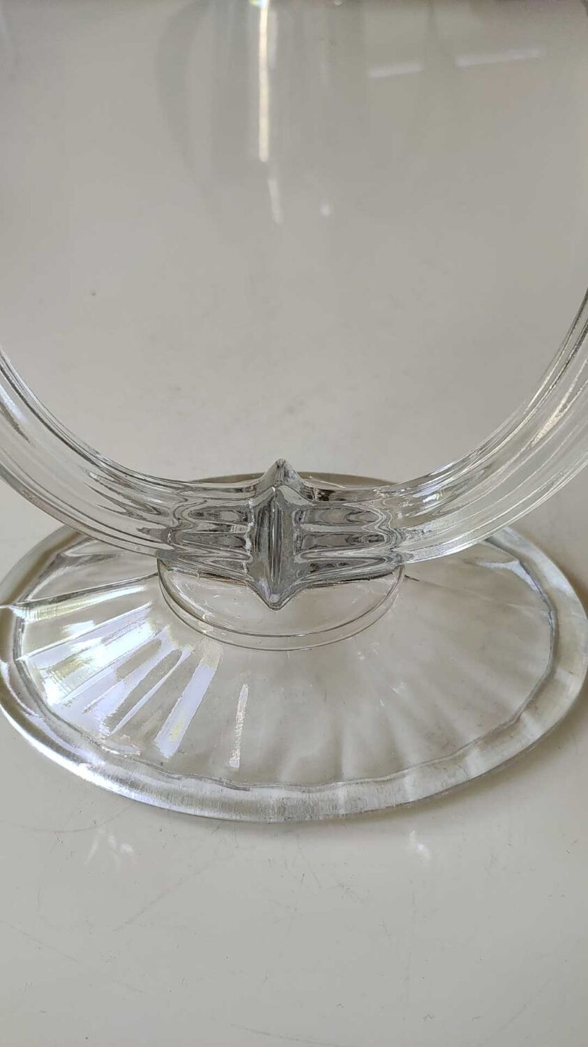 Pair of art deco candlesticks with 2 flames, molded crystal