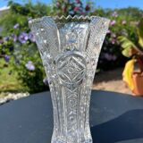Large engraved and cut crystal vase