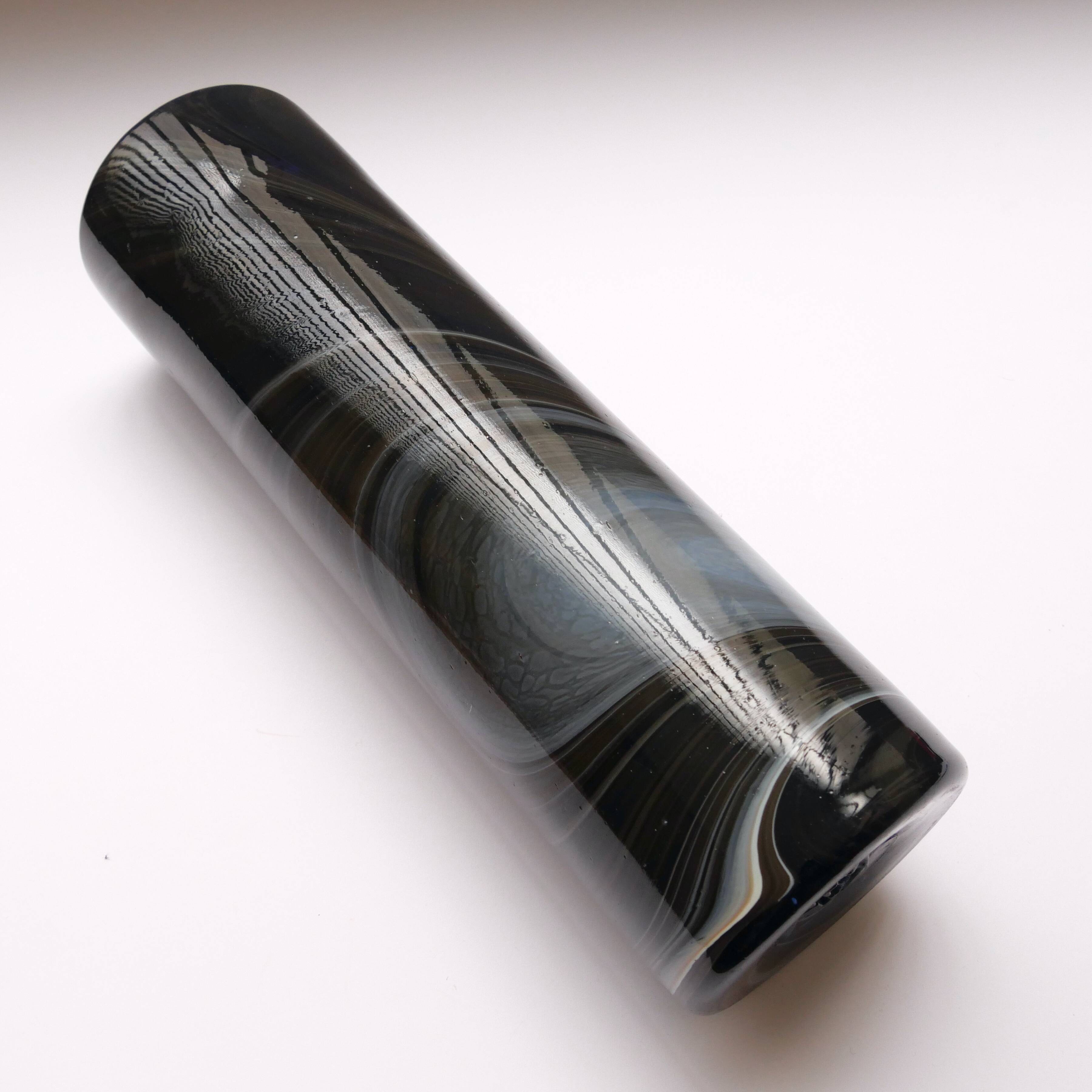 Agate glass cylinder vase, Maure Vieil 1970