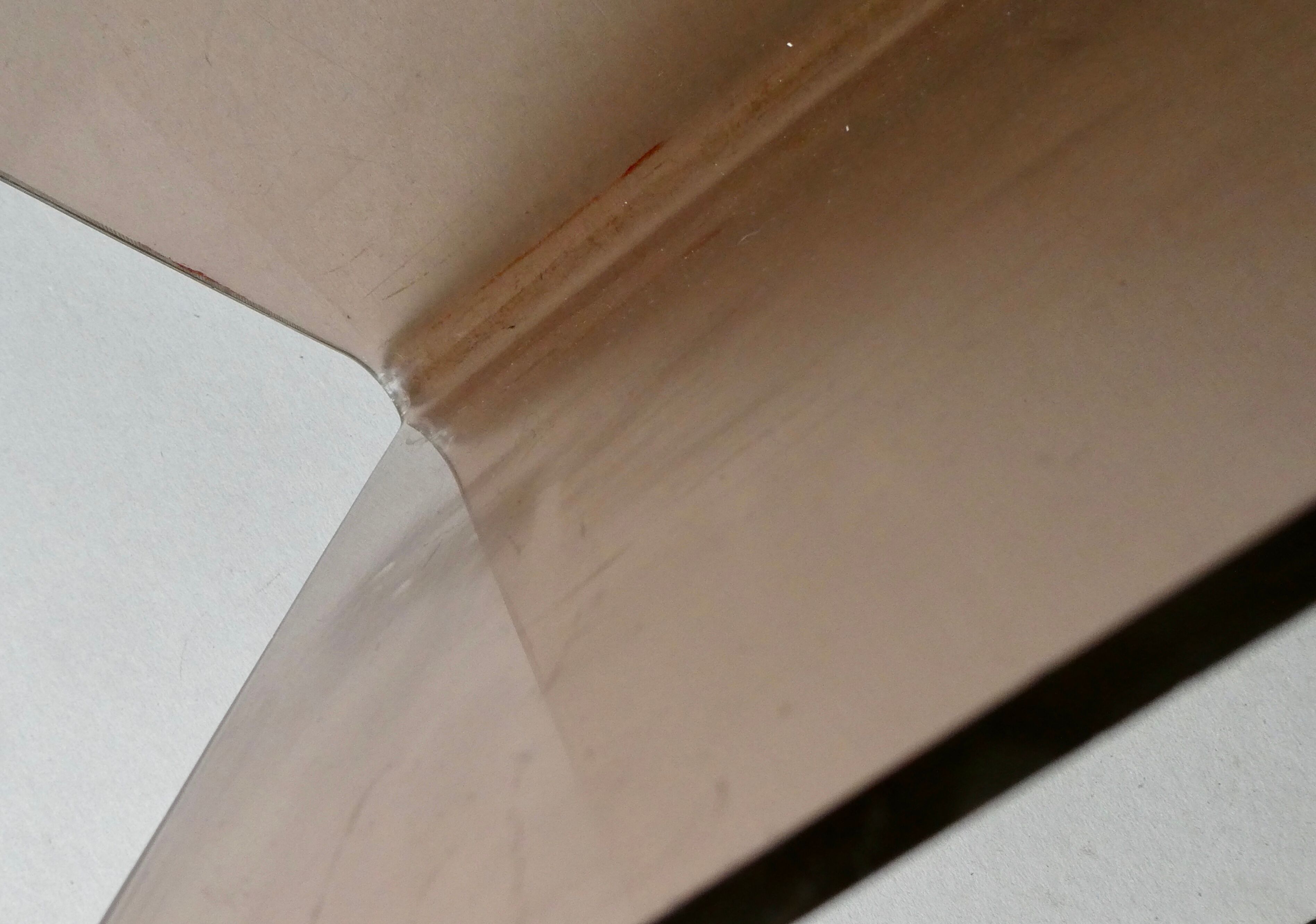 Review door in smoked Plexiglas, 70s, H 42 cm