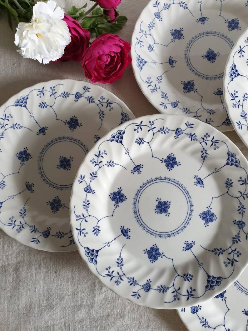 Old Flat plates X6 motif "Royal Copenhagen" in retro earthenware