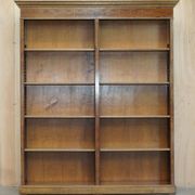 Pair of Sheraton Revival bookcases in satinwood, walnut, and yew.