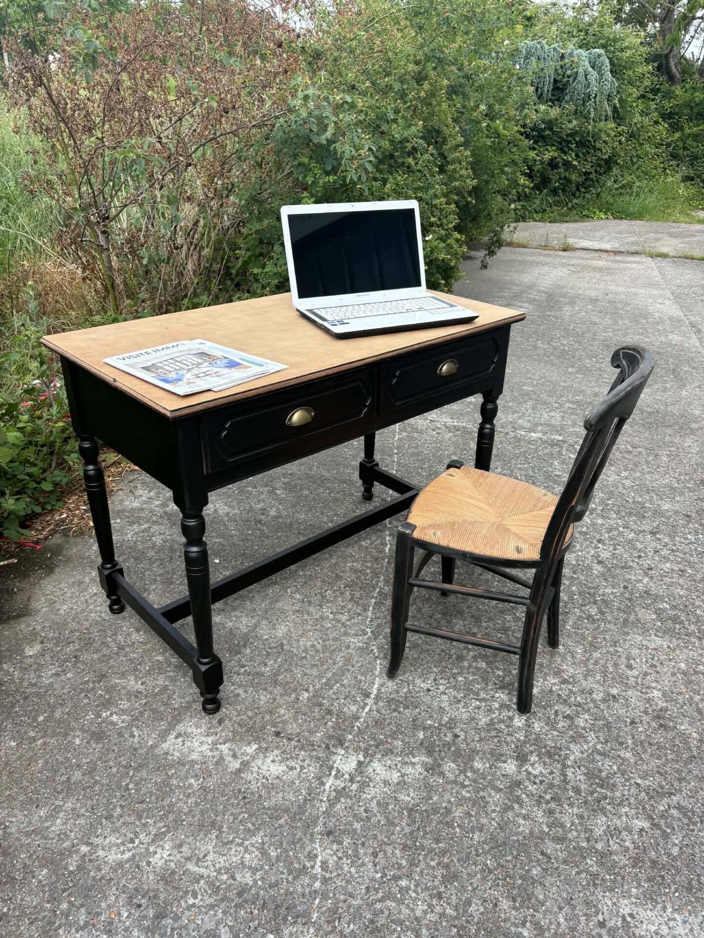 Wood and black desk