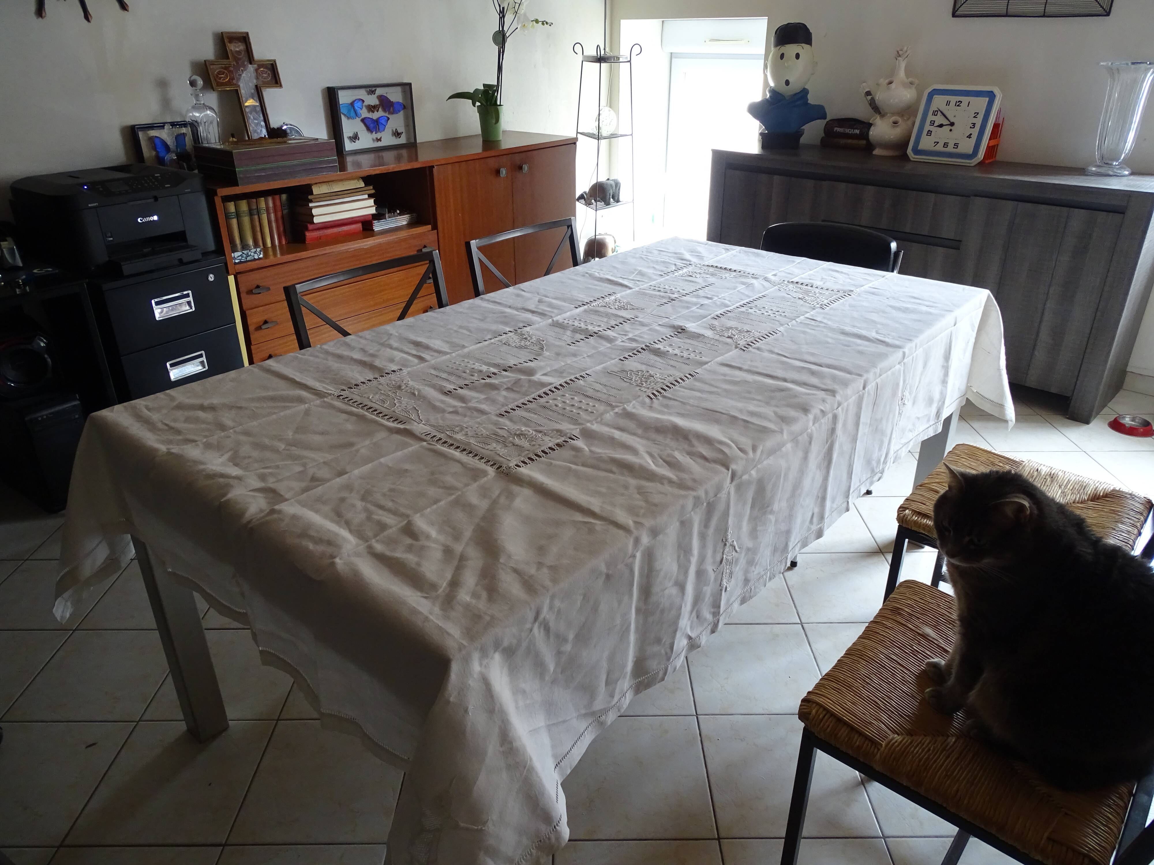 Embroidered tablecloth old Chinese décor pure cotton 230*155