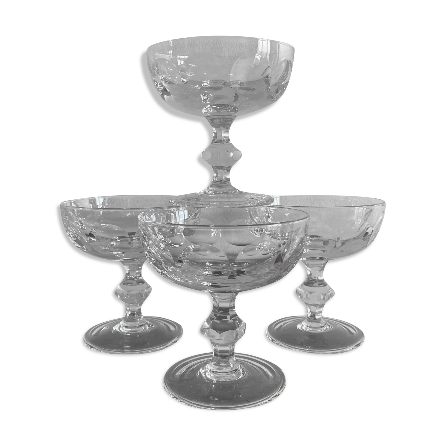 4 cut crystal champagne glasses