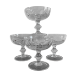 4 coupes à champagne en cristal taillé