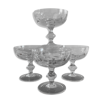 4 cut crystal champagne glasses