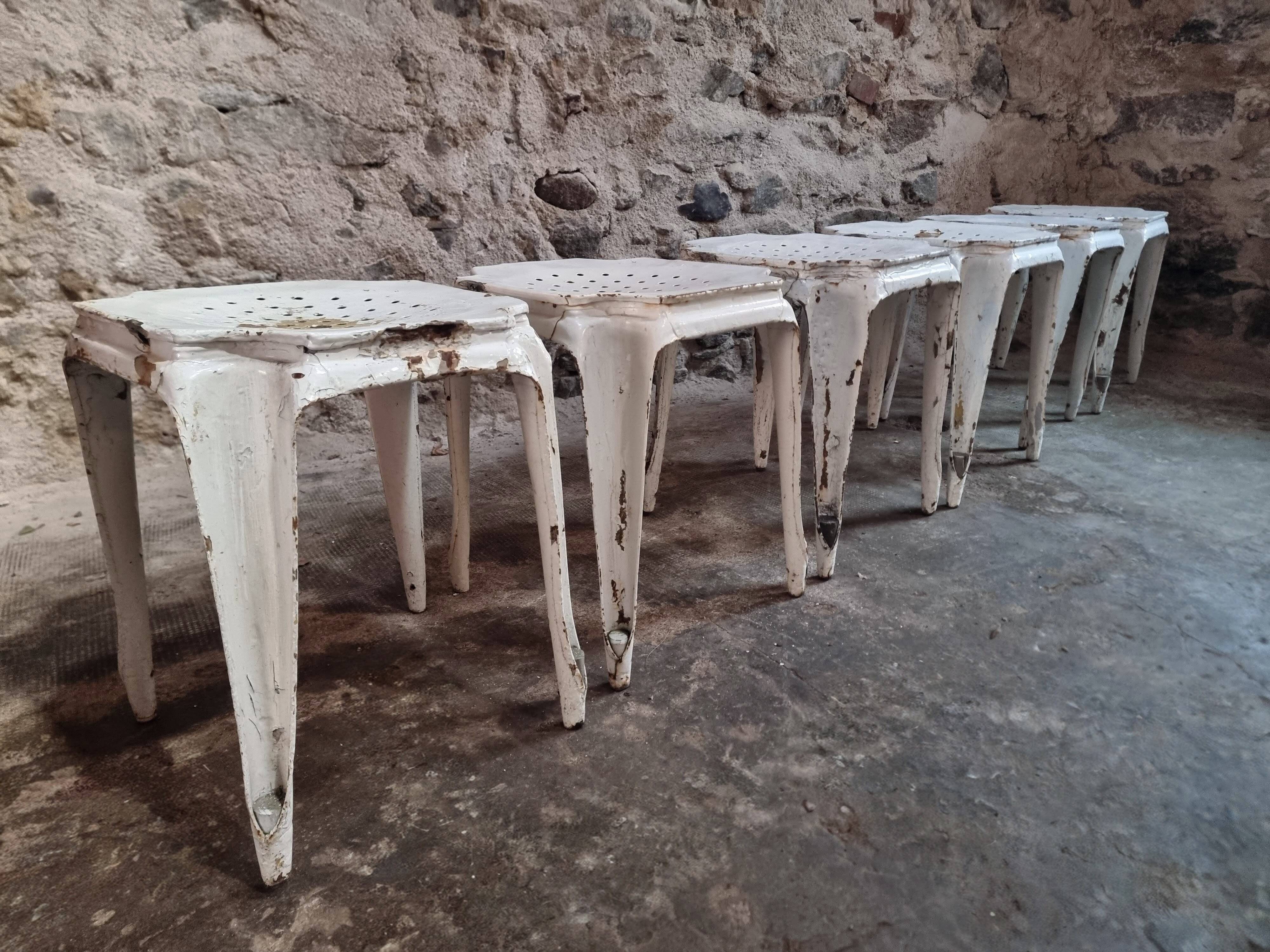 Set of 6 French industrial stools by Multipl’s – 1930s