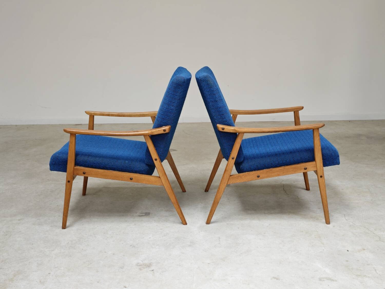Pair of blue armchairs by Jiri Jiroutek for Interier Praha, 1960