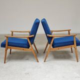 Pair of blue armchairs by Jiri Jiroutek for Interier Praha, 1960