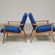 Pair of blue armchairs by Jiri Jiroutek for Interier Praha, 1960