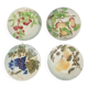 Set of 4 plates KG St Clément barbotine fruit (cherry, mirabelle, grape, pear), late 19th-early 20th century.