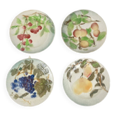 Set de 4 assiettes KG St clément barbotine fruit (cerise, mirabelle, raisin, poire), fin XIXe-début XXe
