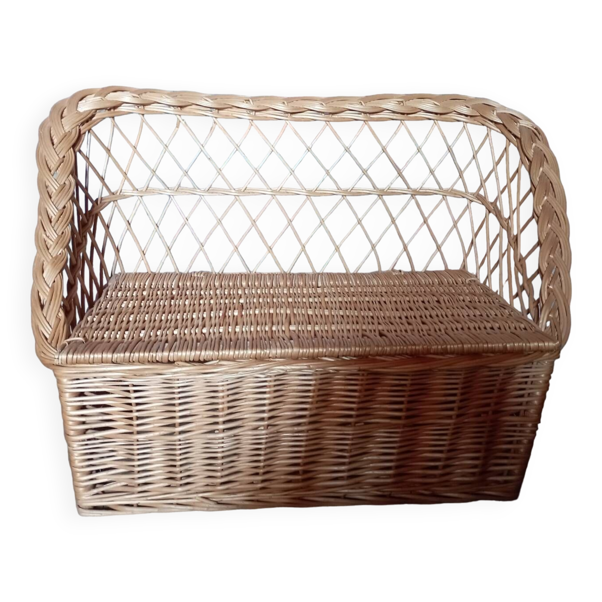 coffre banquette en  rotin