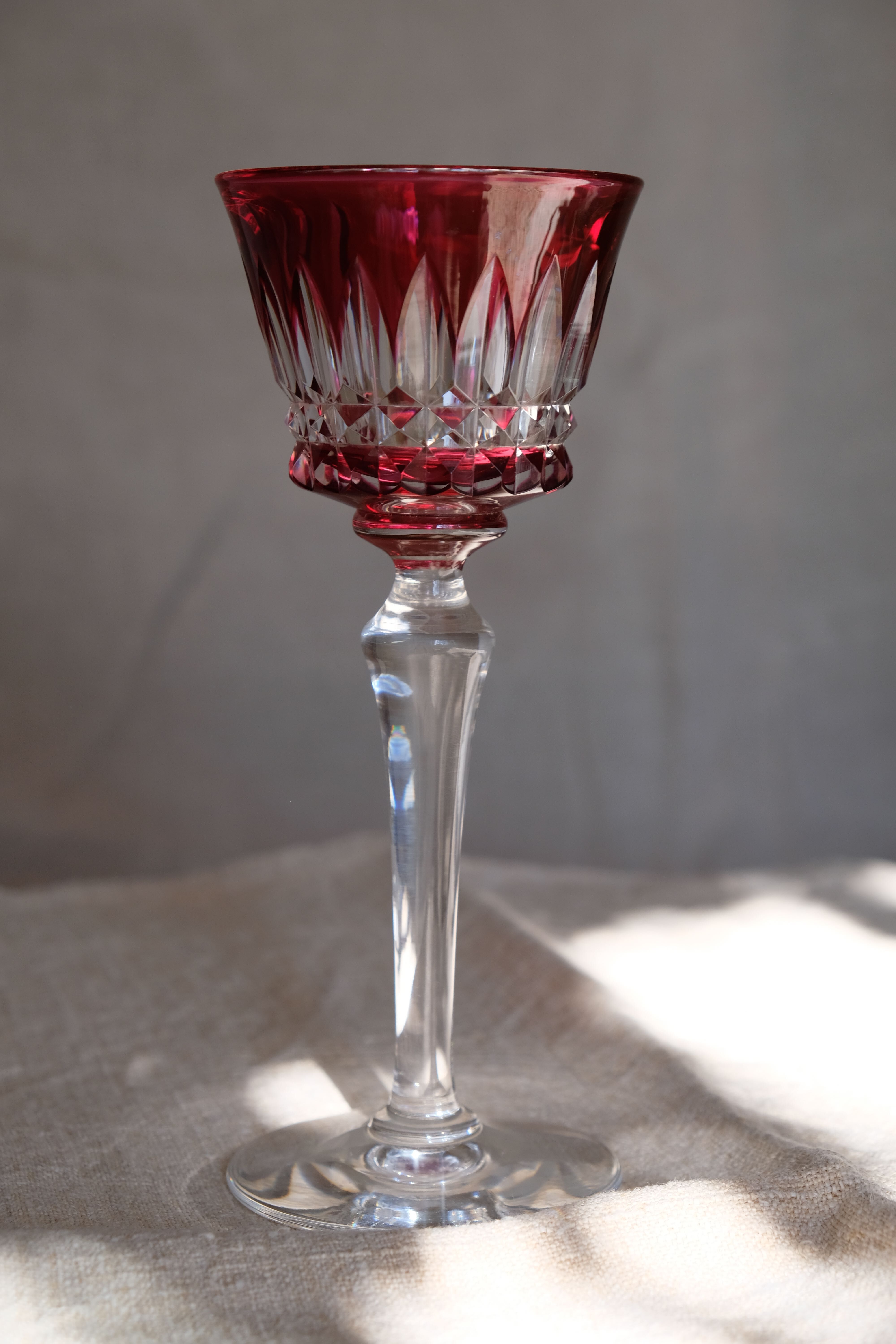 6 Baccarat glasses Piccadilly Model in colored crystal