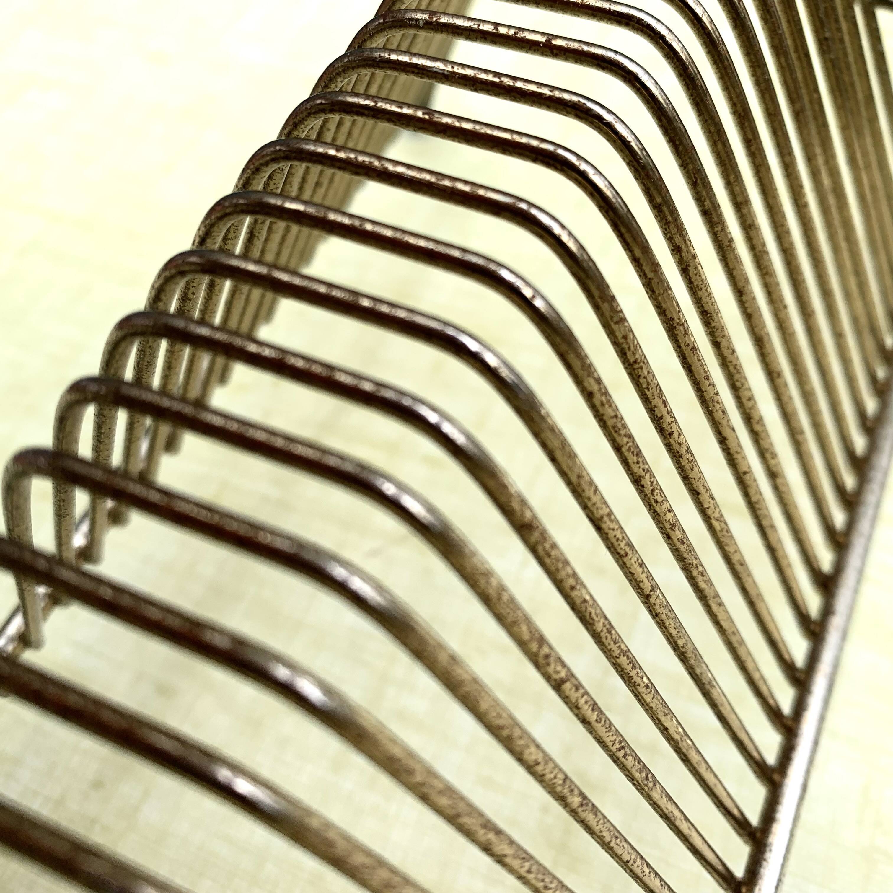 Pair of vintage record holders in gilded brass - for 80 vinyls