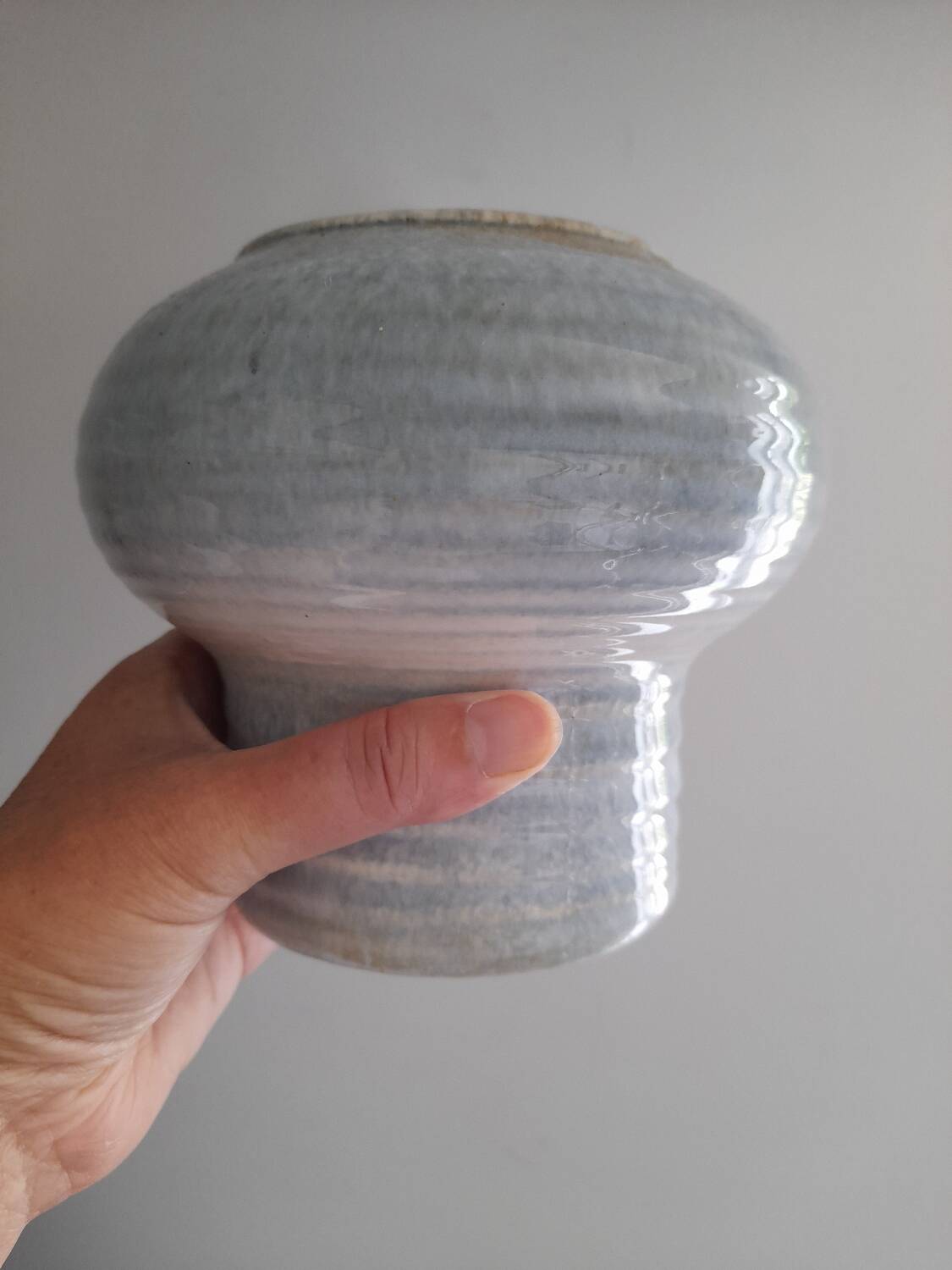 Blue glazed ceramic mushroom vase