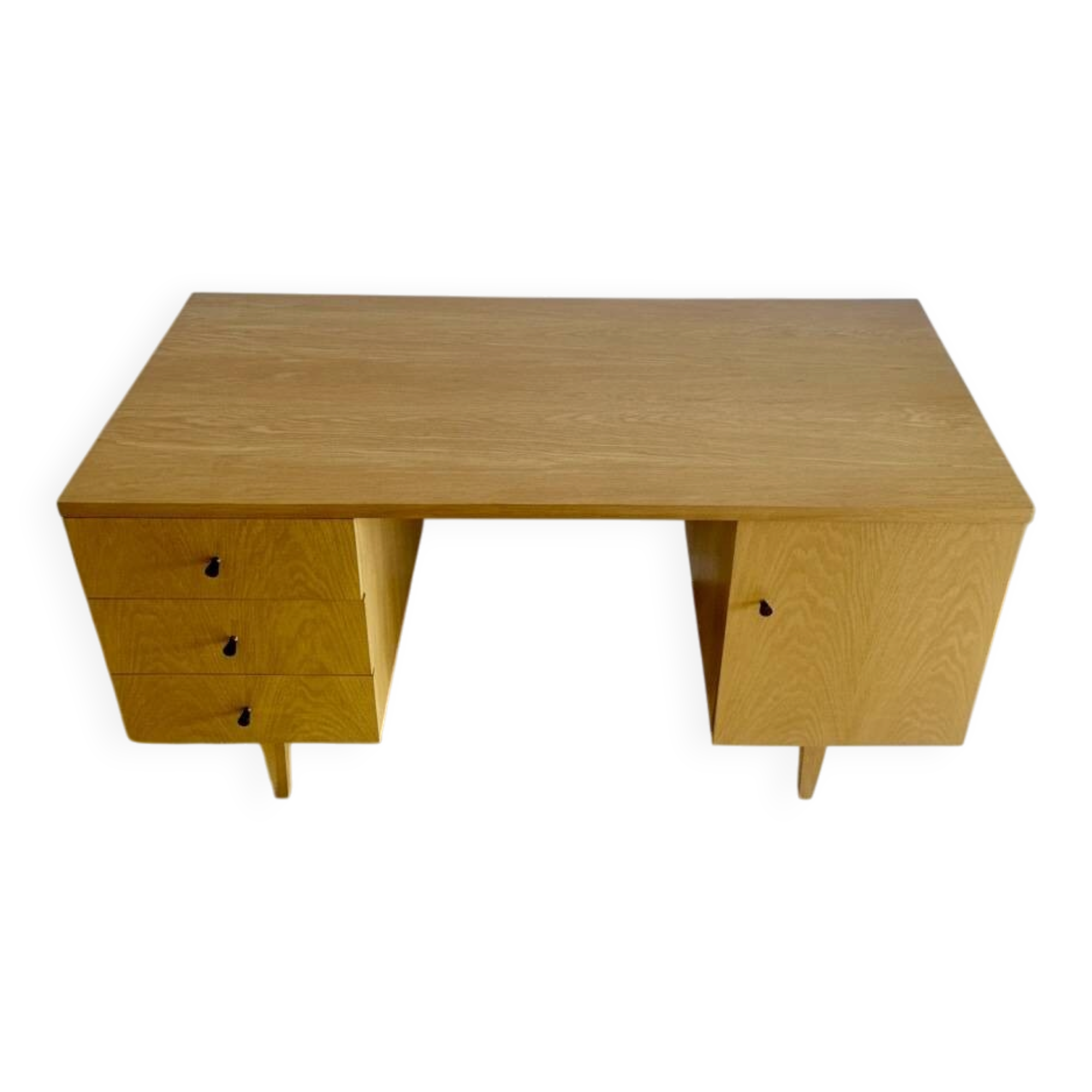 Bureau vintage  frandem années 60 - chêne doré - 3 tiroirs + 1 porte