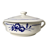 Soup tureen Saint-Amand blue flowers 30s-40s