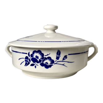 Soup tureen Saint-Amand blue flowers 30s-40s