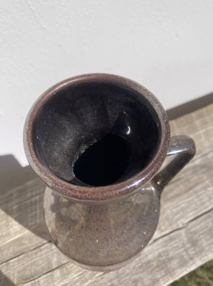 West Germany vase in gray and red glazed ceramic