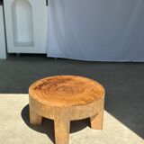 Quadripod coffee table in solid wood monoxyl natural color (dark)