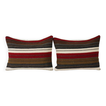 Set of 2 vintage kilim cushion covers 46x61 cm