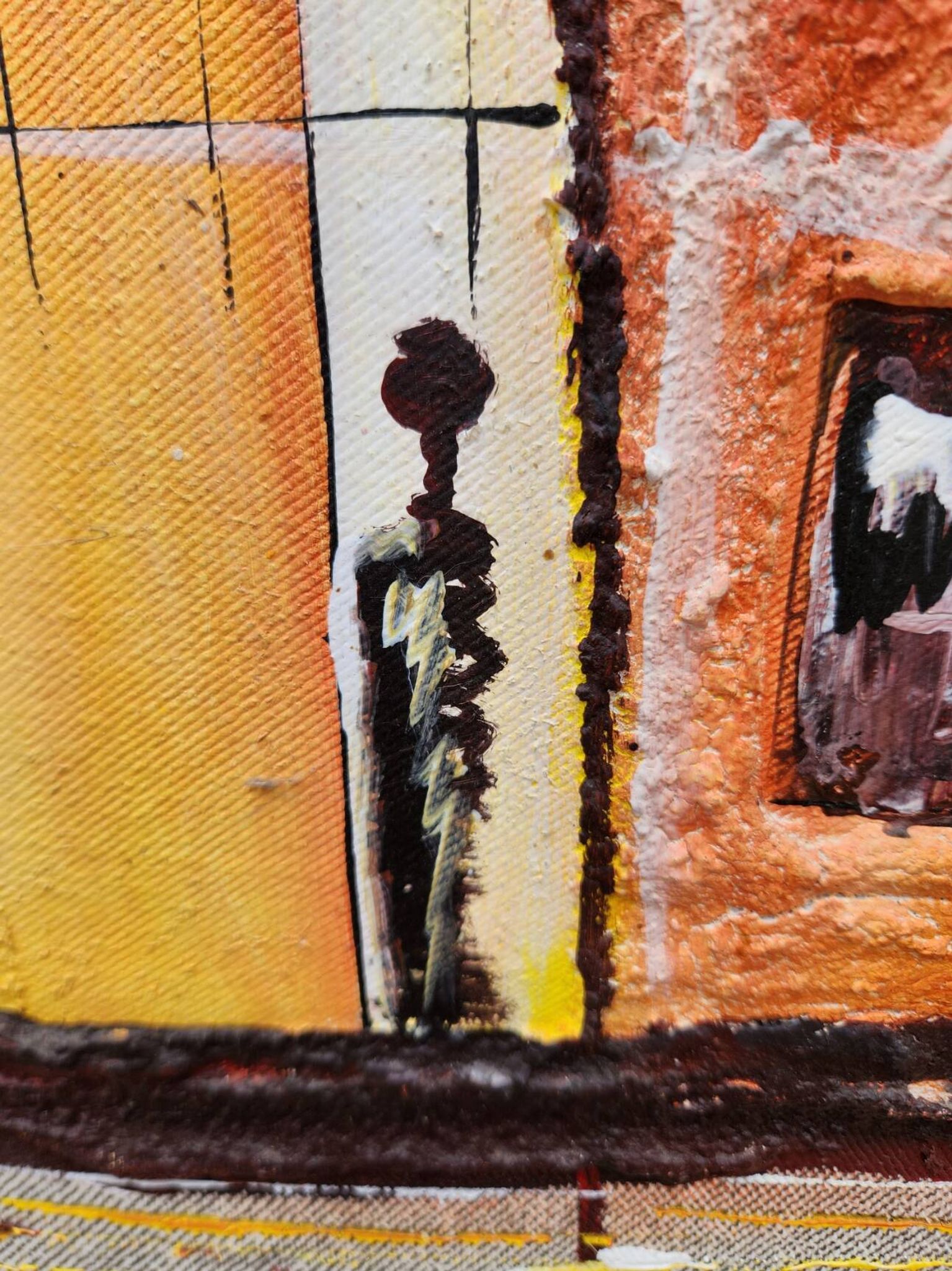 Large contemporary abstract painting signed Beyond Knowledge... the Universe
