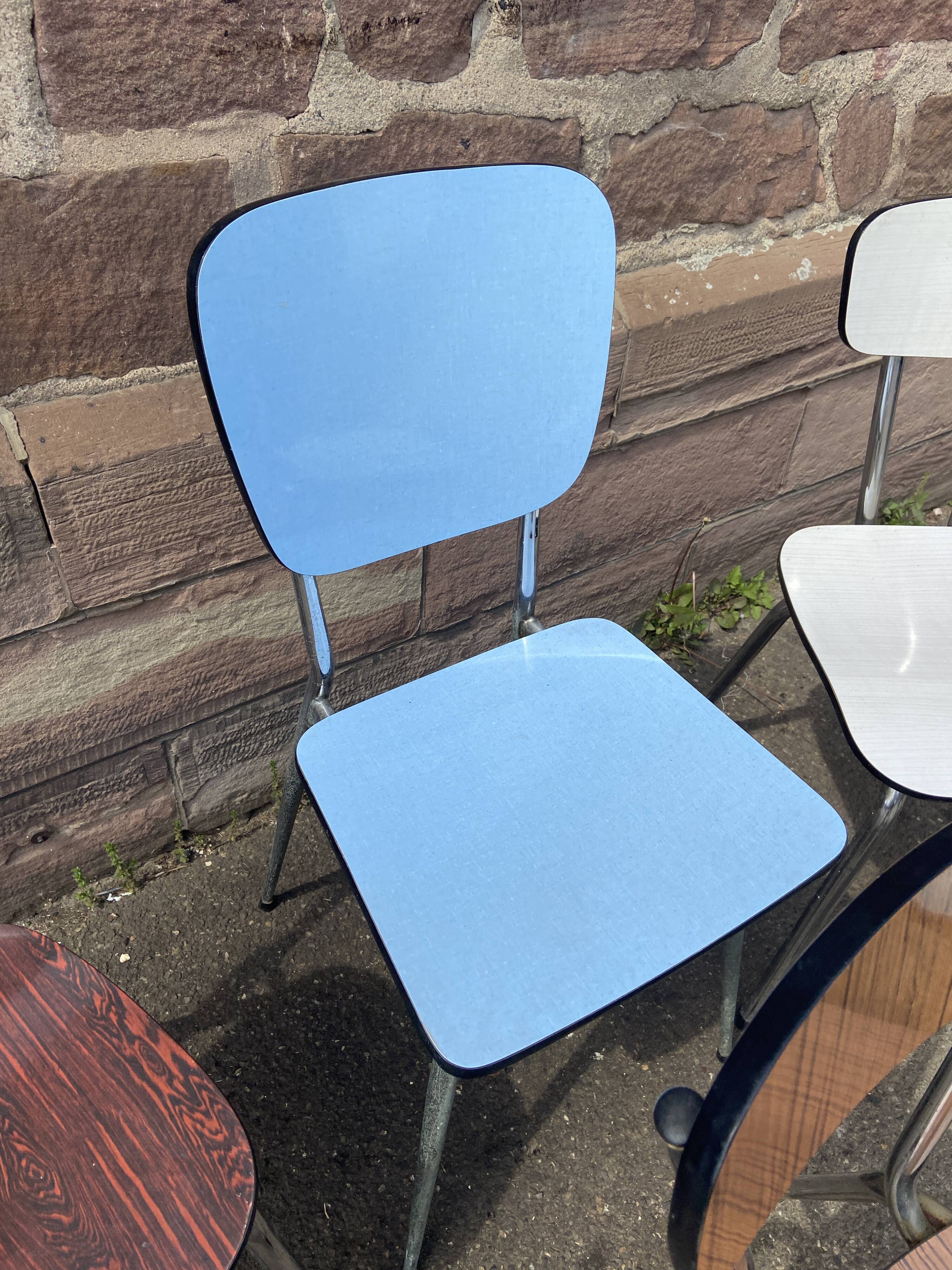 6 vintage mismatched formica chairs