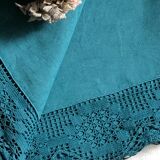 Old sheet in pure emerald green washed linen