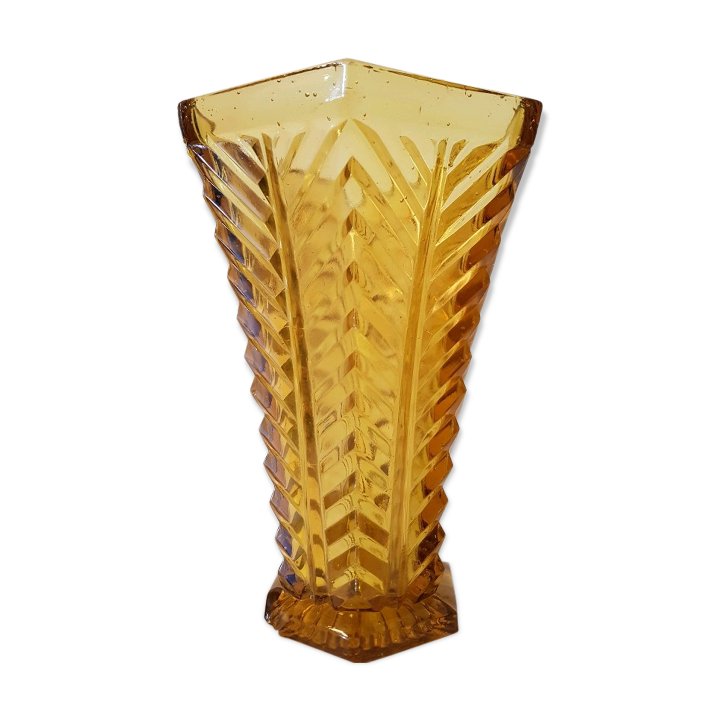 Vase red glass thick art deco style