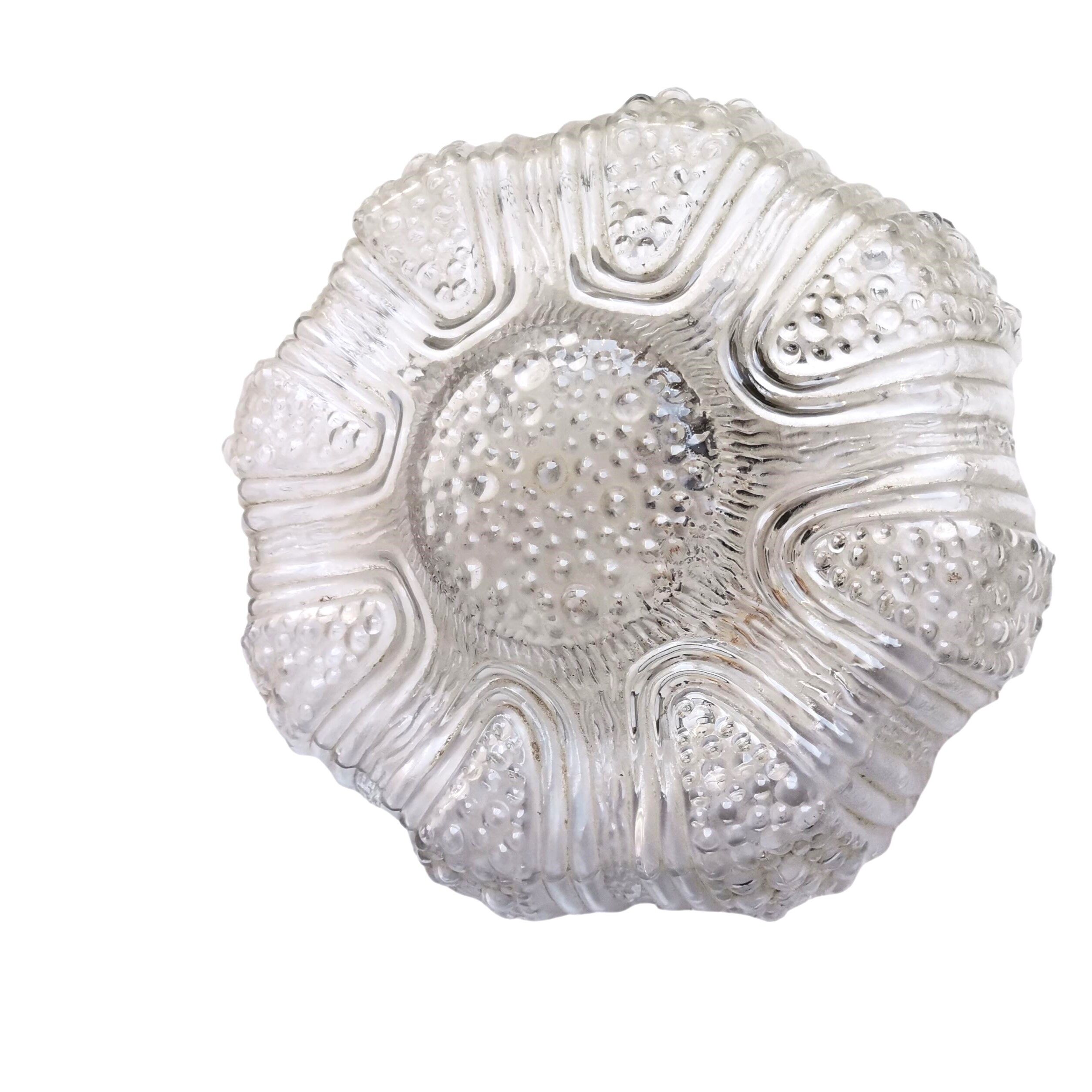 Portuguese mid century clear bubble glass bathroom flush mount light fixture lamp 1970s