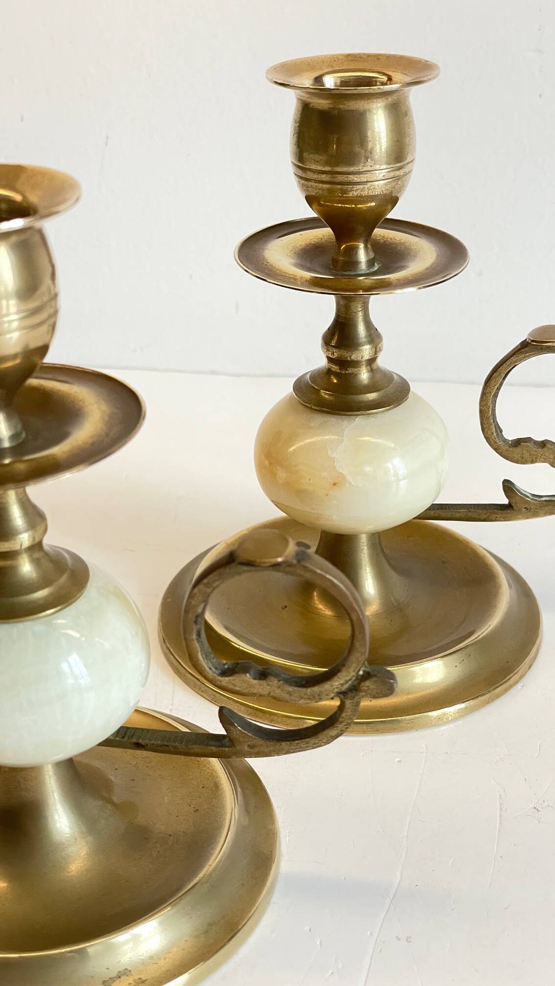 BOUGEOIRS Vintage Onyx Marble and Brass