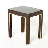 Pair of side tables palm wood and brass Romeo Paris 1970