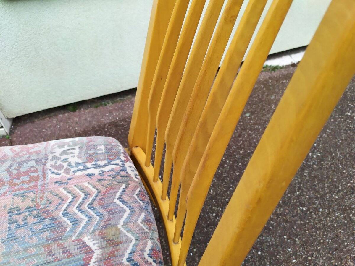 Lot de 8 chaises scandinave bois et tissu