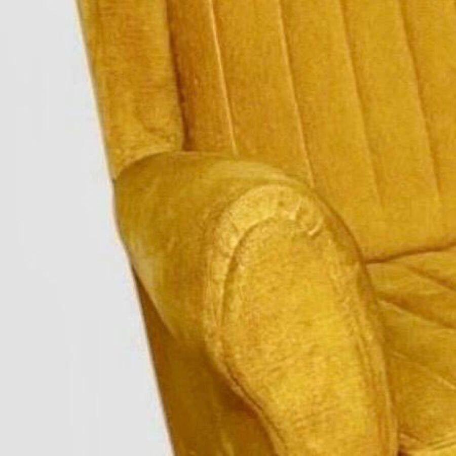Mid-Century Three Seats Velvet Yellow Sofa, in the style of Gio Ponti