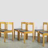 Vintage oak DUTCH DESIGN dining chairs in modern minimalist style, 1960s