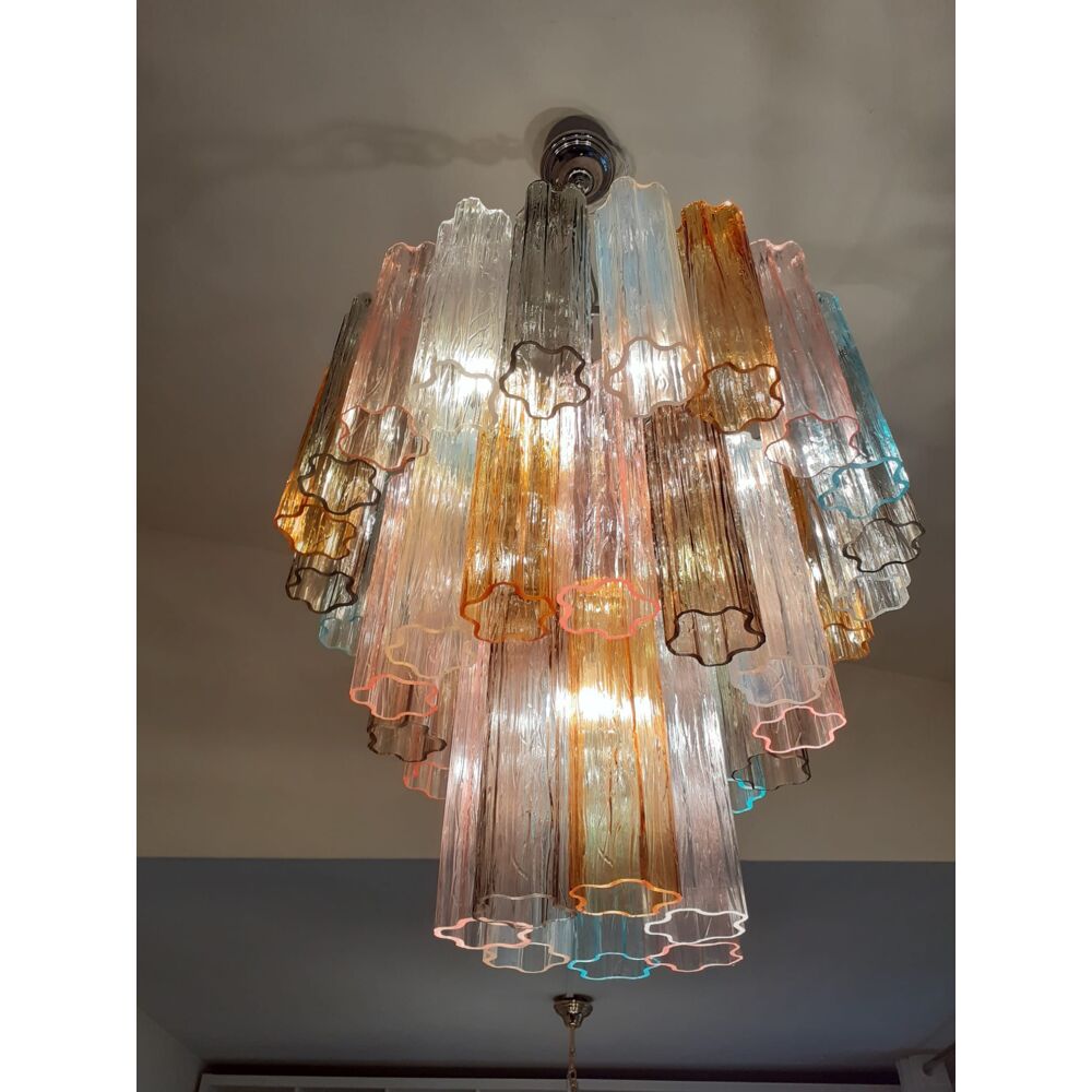 Multicolor “tronchi” murano glass chandelier