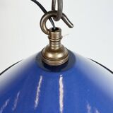Industrial Blue Enamel Factory Pendant Lamp, 1950s
