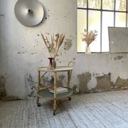 Desserte, table roulante en rotin années 60