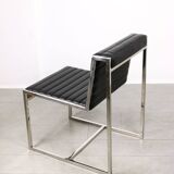 Vintage Bauhaus Black Chair in Chrome and Leatherette
