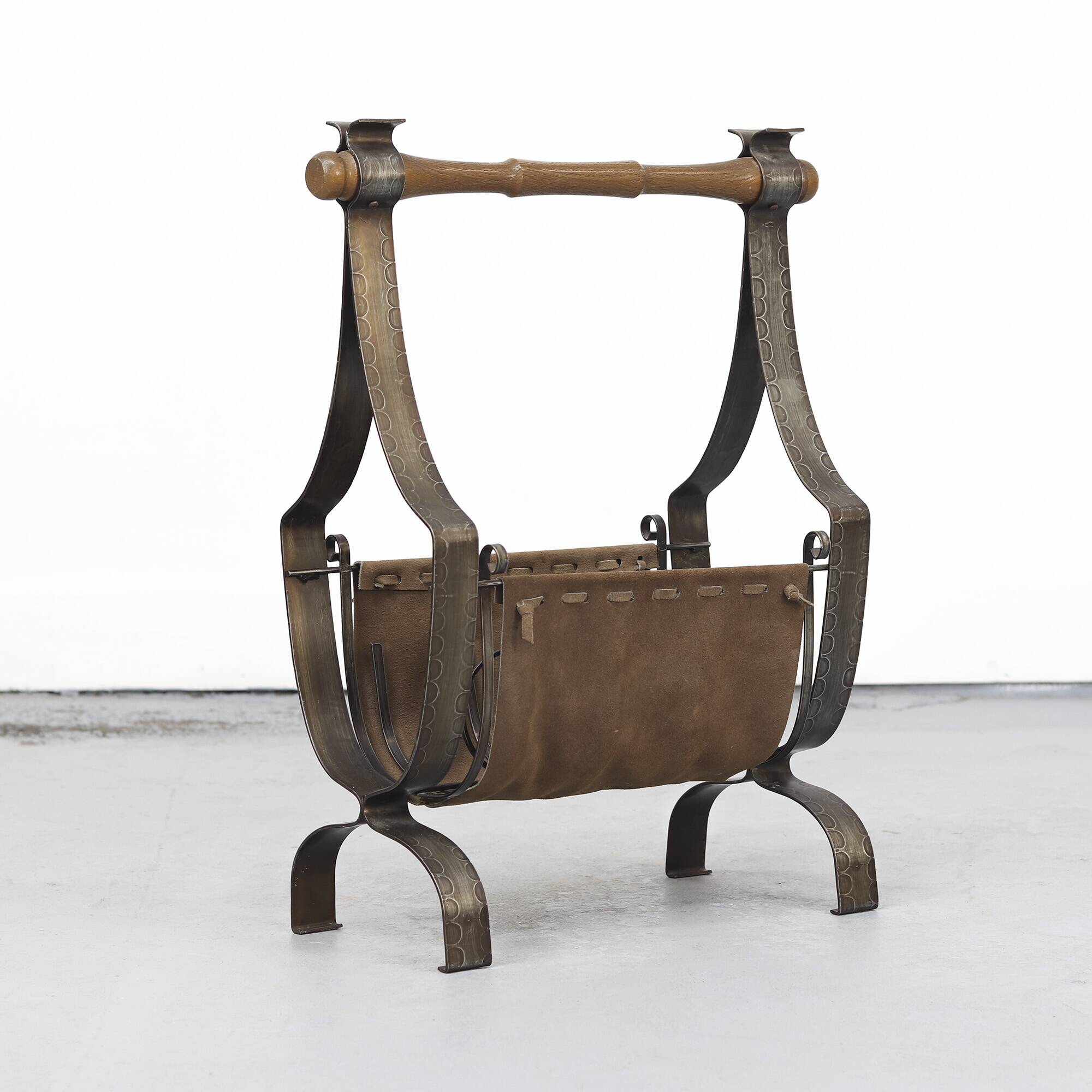 Brutalist Vintage Mid-Century Magazine Rack