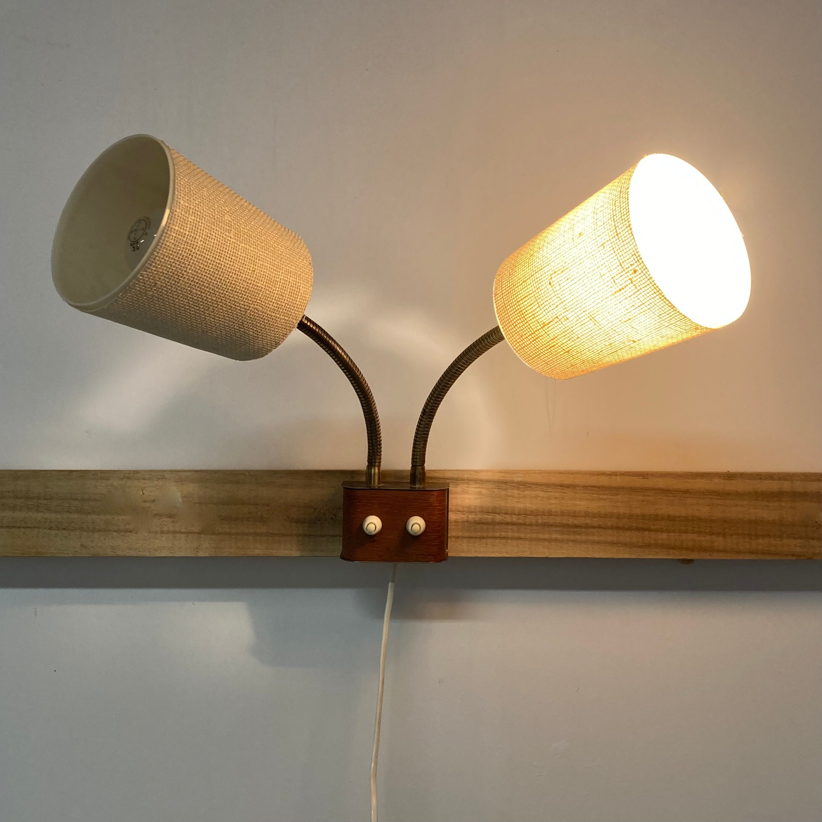 Modular double wall lamp scandinavian 1950