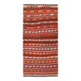 4x9 Red & Blue Turkish Kilim Rug, Living Room Rug, 133x272Cm Vintage Kilim