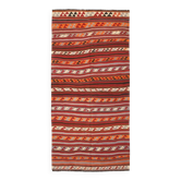 Tapis Kilim turc rouge et bleu 4x9, tapis de salon, Kilim vintage 133x272 cm
