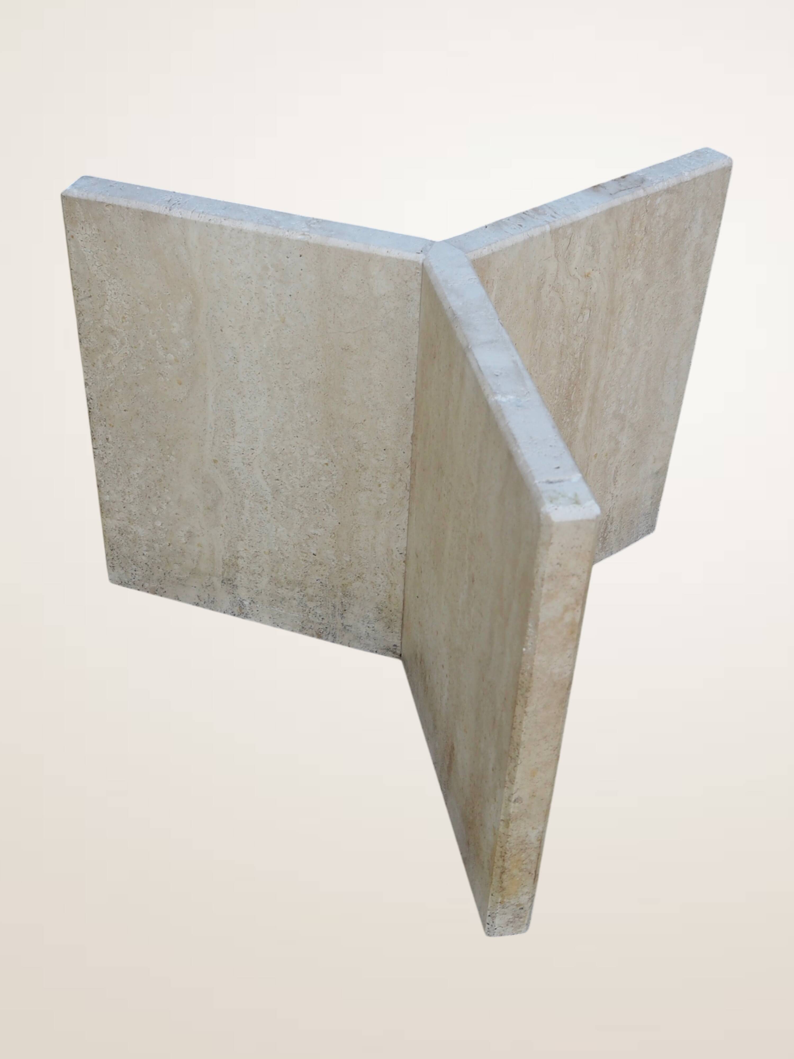 Octagonal coffee table in travertine